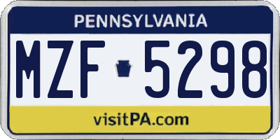 PA license plate MZF5298