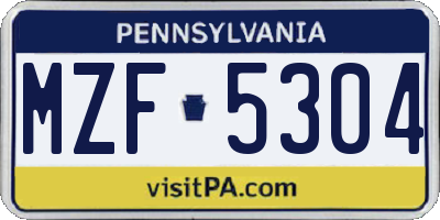 PA license plate MZF5304