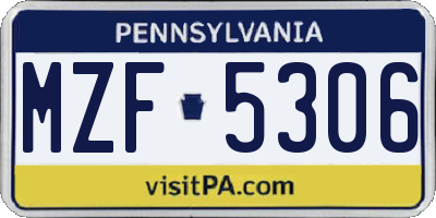 PA license plate MZF5306
