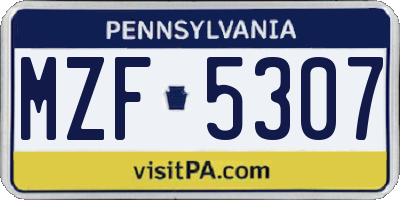 PA license plate MZF5307