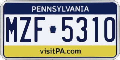 PA license plate MZF5310