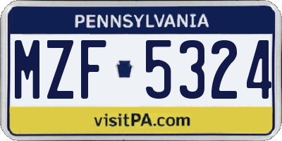 PA license plate MZF5324