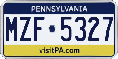 PA license plate MZF5327