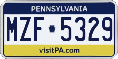 PA license plate MZF5329