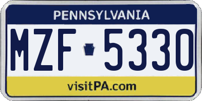 PA license plate MZF5330