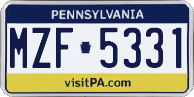 PA license plate MZF5331