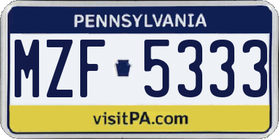 PA license plate MZF5333