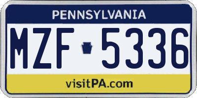 PA license plate MZF5336
