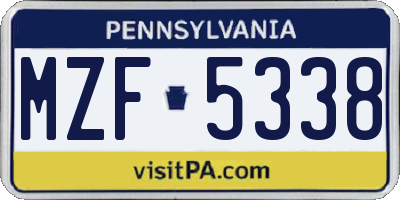 PA license plate MZF5338