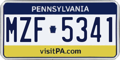 PA license plate MZF5341