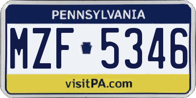 PA license plate MZF5346