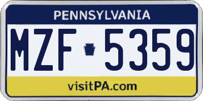 PA license plate MZF5359