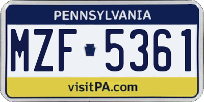 PA license plate MZF5361