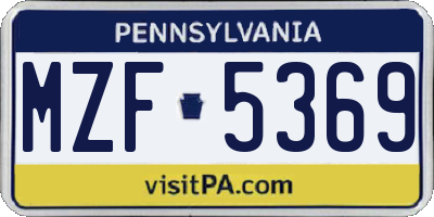PA license plate MZF5369