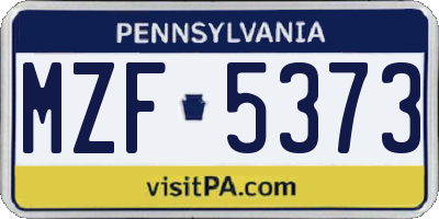 PA license plate MZF5373