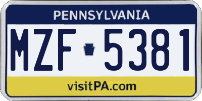 PA license plate MZF5381