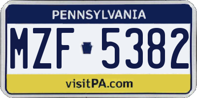 PA license plate MZF5382