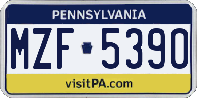 PA license plate MZF5390