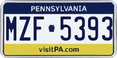 PA license plate MZF5393