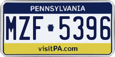 PA license plate MZF5396