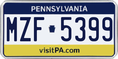 PA license plate MZF5399