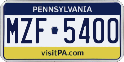PA license plate MZF5400