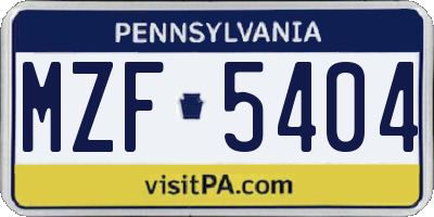 PA license plate MZF5404