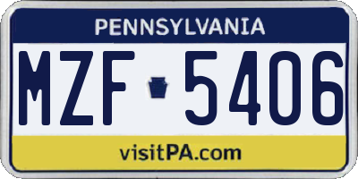 PA license plate MZF5406