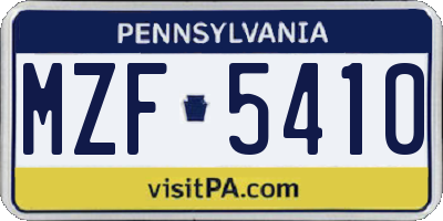 PA license plate MZF5410