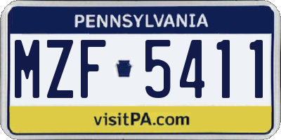 PA license plate MZF5411