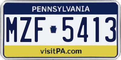 PA license plate MZF5413