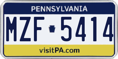 PA license plate MZF5414