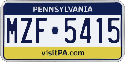 PA license plate MZF5415