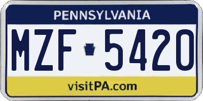 PA license plate MZF5420