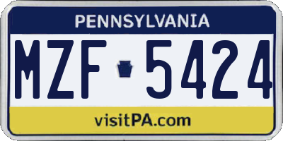 PA license plate MZF5424