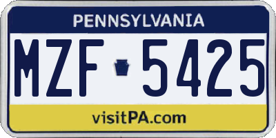 PA license plate MZF5425