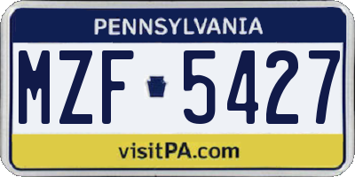 PA license plate MZF5427