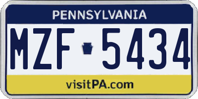 PA license plate MZF5434