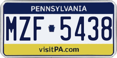 PA license plate MZF5438