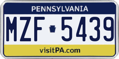 PA license plate MZF5439
