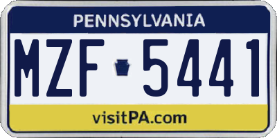 PA license plate MZF5441