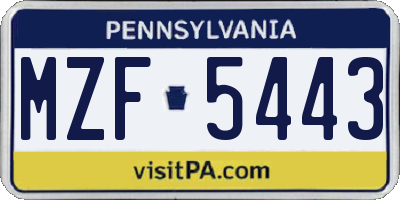 PA license plate MZF5443