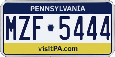 PA license plate MZF5444