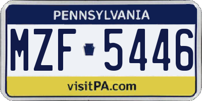 PA license plate MZF5446
