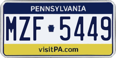 PA license plate MZF5449
