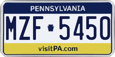 PA license plate MZF5450
