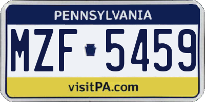 PA license plate MZF5459