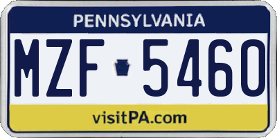 PA license plate MZF5460