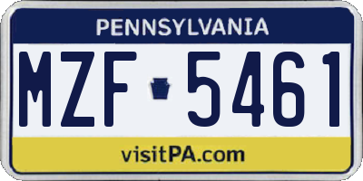 PA license plate MZF5461