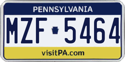 PA license plate MZF5464